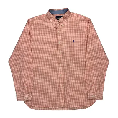 Slim Fit Ralph Lauren Checked Shirt - 2XL Orange Cotton