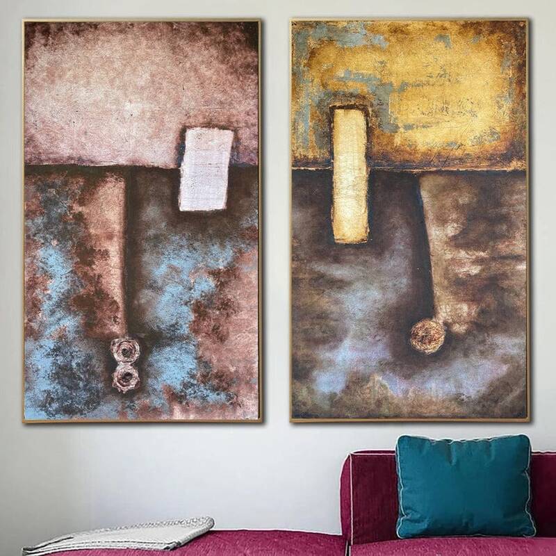Large Abstract Set Of 2 Original Paintings On Canvas Modern Rich Textured Painting Contemporary Art Oil Painting | ALLURING D...