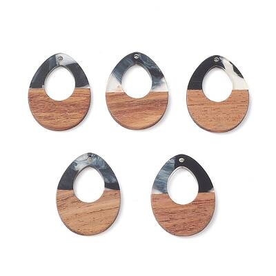 Pearlized Resin & Walnut Wood Pendants
