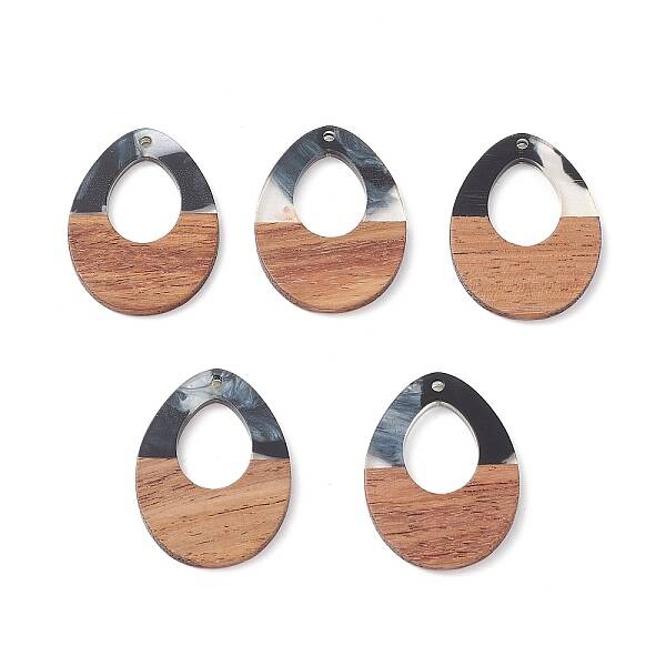Pearlized Resin & Walnut Wood Pendants