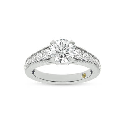 Pixie Tapered Milgrain Round Lab Diamond Engagement Ring | 14K White Gold 3 5/8 CT. TW.