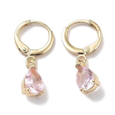 Real 18K Gold Plated Brass Dangle Hoop Earrings