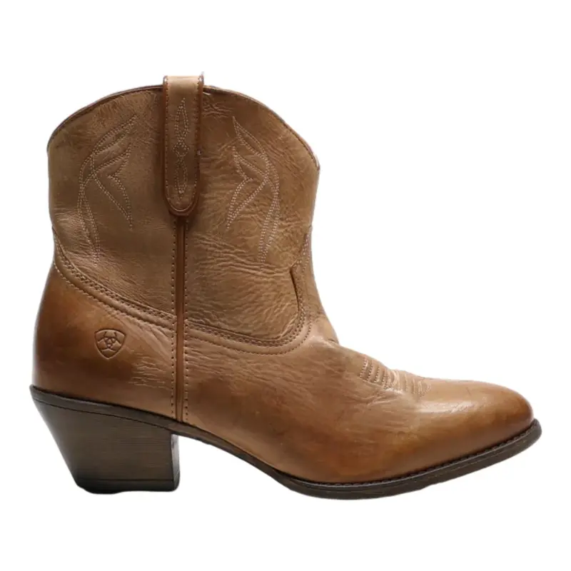 ARIAT Ankle Cowboy Boots Beige Leather Womens UK 6.5