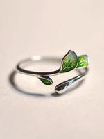 Vintage Leaf Design Cuff Ring, Adjustable Open Rings for Women, Fashion Jewelry Accessories for Women & Girls, Trendy All-mat...