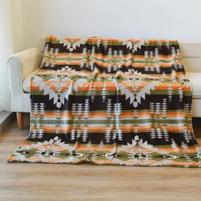 Printed Blanket, 1 Count Bohemian Style Throw Blanket for All Reason, Soft & Warm Blankets, Bedroom Accessories, Vintage Geom...