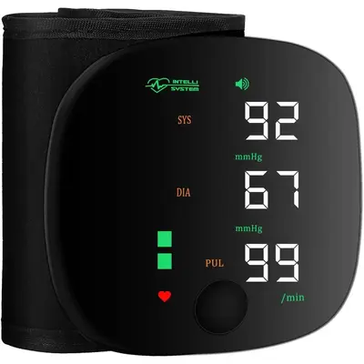 Wrist Blood Pressure Monitor, Rechargeable Monitors for Home Use with Digital Large Display, Voice Broadcast, Blood Pressure ...