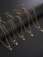 Summer 2024 Fashion Multi-layer Letter Detail Pendant Necklace for Women As Gift, Fashion Jewelry for Party, Daily Clothing D...