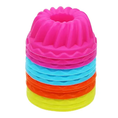 Silicone Pudding Cupcake Muffin Donut Mold, 12pcs/set Non-stick Baking Jelly Mould, Thread Shape Baking Mold for Home Kitchen