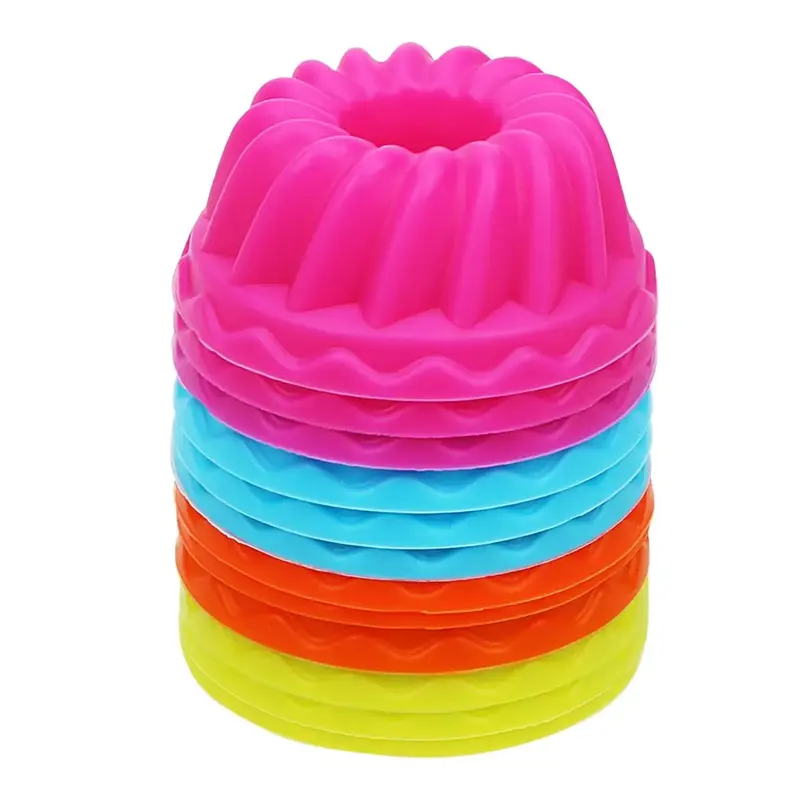 Silicone Pudding Cupcake Muffin Donut Mold, 12pcs/set Non-stick Baking Jelly Mould, Thread Shape Baking Mold for Home Kitchen