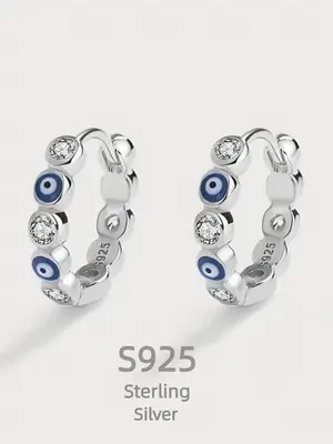 925 Sterling Silver Fashionable and Exquisite Personalized Devil's Eye Design Earrings, High Quality and Versatile Daily Anti...