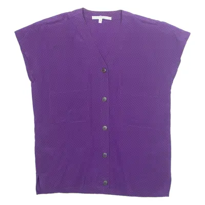 LATAA STYLE Womens Printed Blouse Purple V-Neck Spotted S