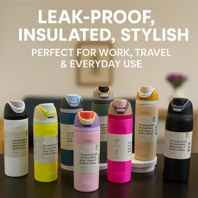 1Pc 19/24/32oz Vacuum Insulated Thermal Tumbler, Flip Lid Coffee Cup, Keep Hot 12H/Cold 24H, Leakproof Travel Vacuum Flask fo...