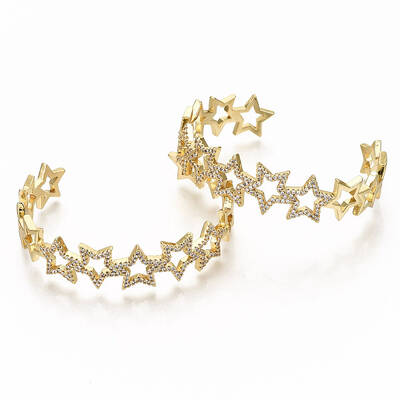 Brass Micro Pave Clear Cubic Zirconia Cuff Bangles