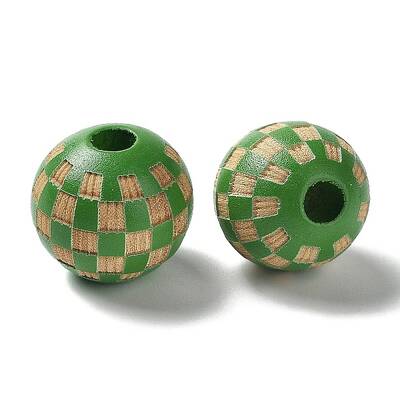 Wood Laser Engraved Tartan Beads