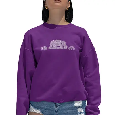 Peeking Dog - Women's Word Art Crewneck Sweatshirt - Black - XXX-Large
