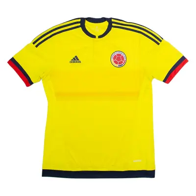 ADIDAS 2014 Colombia Home Mens Football Shirt Jersey Yellow Button Neck M