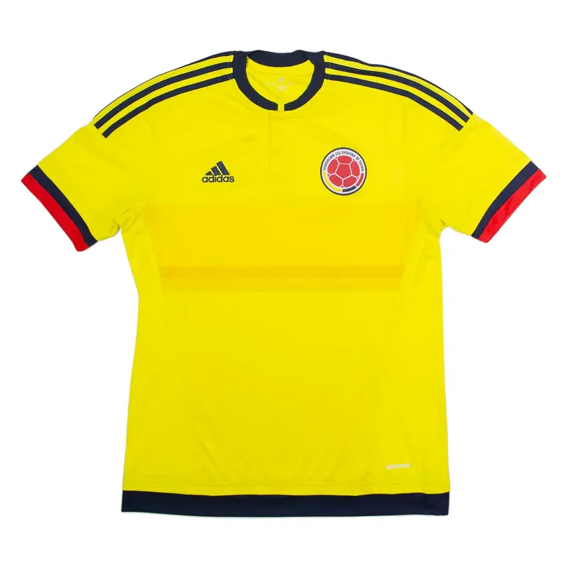ADIDAS 2014 Colombia Home Mens Football Shirt Jersey Yellow Button Neck M