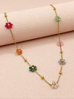 Boho Style Flower Decor Necklace, Clavicle Chain Necklace, Girlfriend Gifts Jewelry, Casual All-match Fashion Accessories for...