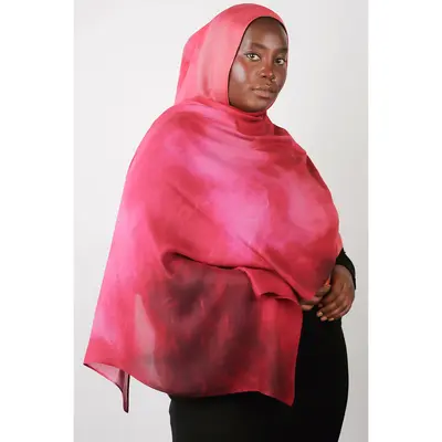 Blush Watercolor - Pink Fabric Shawl with Unique Pattern and Flowing Design