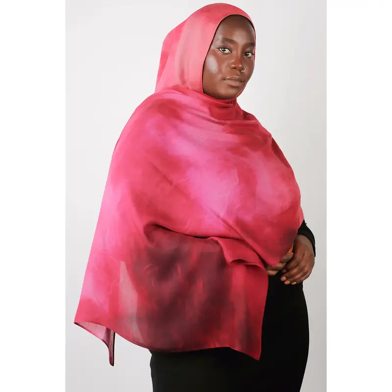 Blush Watercolor - Pink Fabric Shawl with Unique Pattern and Flowing Design
