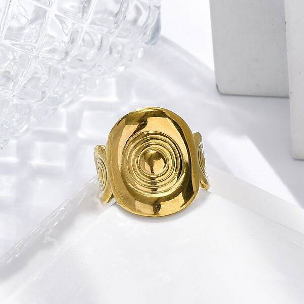 Oval 304 Stainless Steel Open Cuff Rings for Women