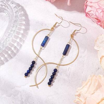 Column Natural Lapis Lazuli Dangle Earrings