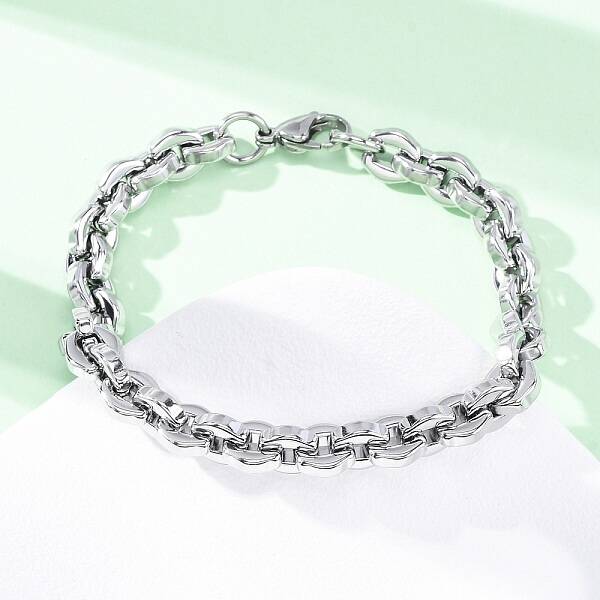 304 Stainless Steel Oval Link Chain Bracelets for Women Men