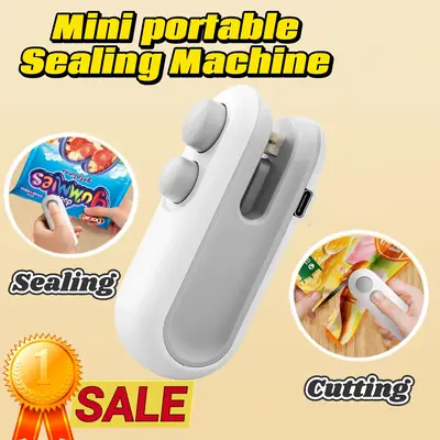Mini Bag Sealer 2-in-1 (New Version) – Heat Sealer and Cutter for Food Storage, Chip Bags, Plastic Bags – Portable Reseal...