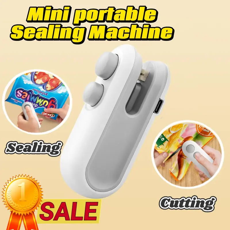 Mini Bag Sealer 2-in-1 (New Version) – Heat Sealer and Cutter for Food Storage, Chip Bags, Plastic Bags – Portable Reseal...