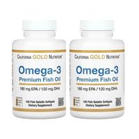 California Gold Nutrition Omega-3, Premium Fish Oil, 180 mg EPA / 120 mg DHA Concentrated Triglyceride Form, 100 Fish Gelatin...