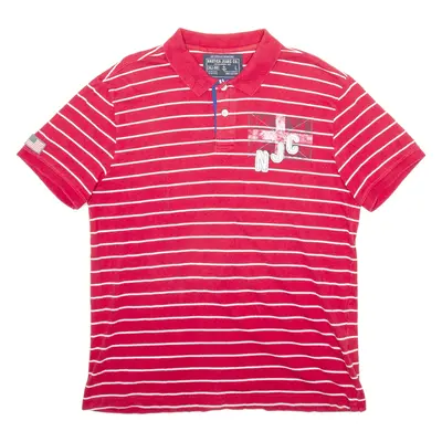 NAUTICA Mens Polo Shirt Red Striped Short Sleeve L