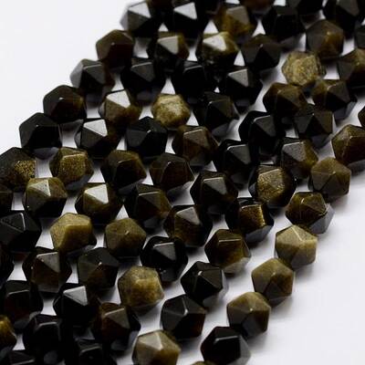 Natural Golden Sheen Obsidian Beads Strands
