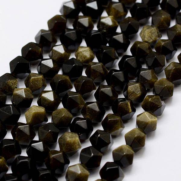 Natural Golden Sheen Obsidian Beads Strands