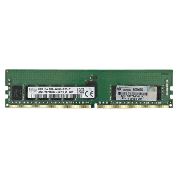HP 809082-091 | 16GB DDR4-2400MHz PC4-19200 ECC Registered RDIMM CL17 1Rx4 1.2V 288-Pin Memory Module