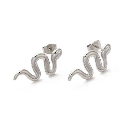 Non-Tarnish 304 Stainless Steel Snake Stud Earrings for Women