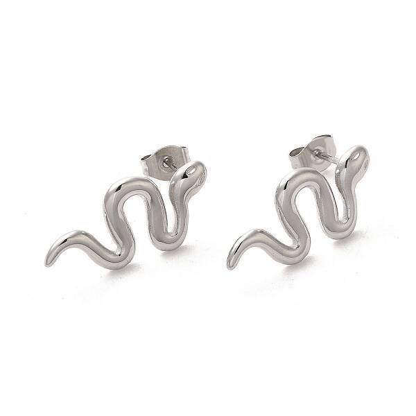 Non-Tarnish 304 Stainless Steel Snake Stud Earrings for Women