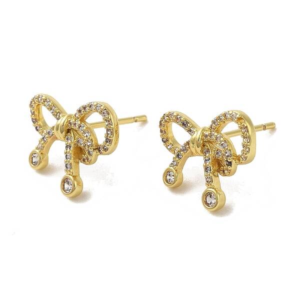 Rack Plating Brass Micro Pave Cubic Zirconia Studs Earrings
