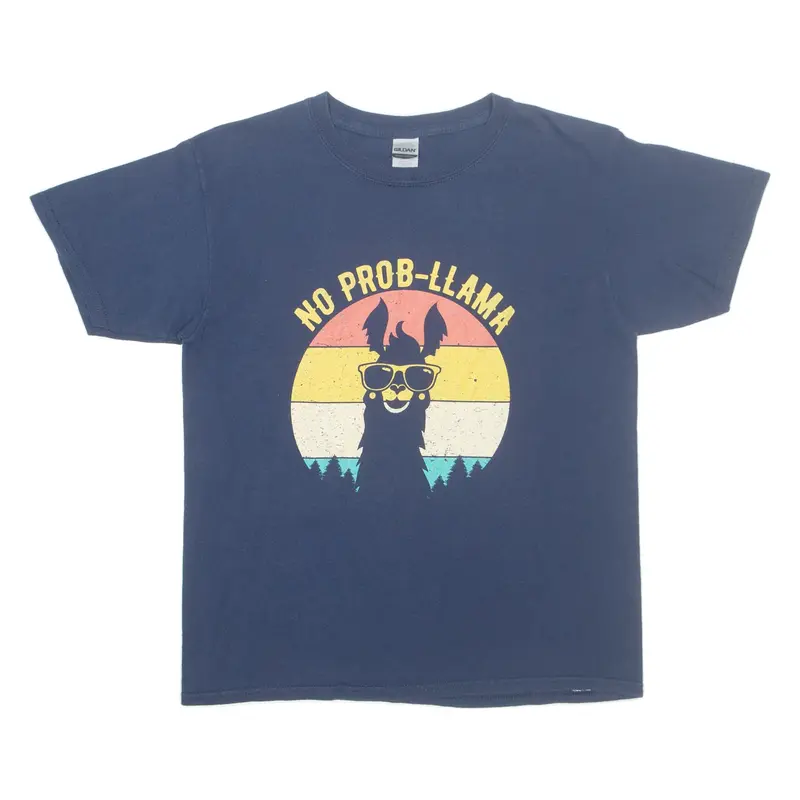 GILDAN LLama Boys T-Shirt Blue L