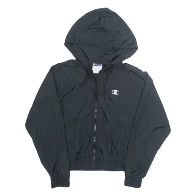 CHAMPION Mesh Lined Mens Track Jacket Black Hooded S