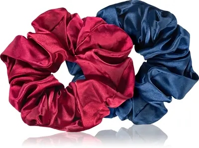 BrushArt Large satin scrunchie set hair ties pink and purple