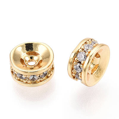 Brass Micro Pave Cubic Zirconia Spacer Beads