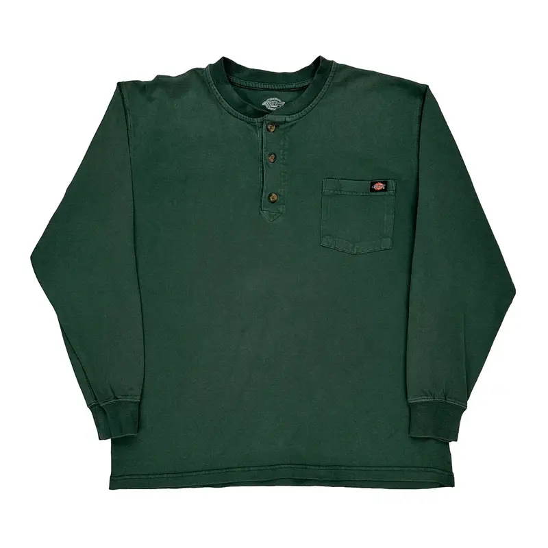 Dickies Long Sleeve T-Shirt - Large Green Cotton