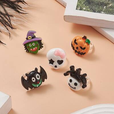 Halloween Theme Resin Adjustable Rings