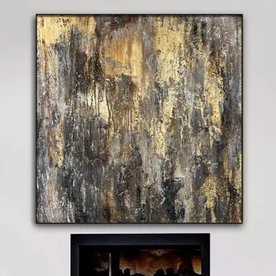 Original Abstract Gold Paintings On Canvas Acrylic Gold Leaf Art Contemporary Rich Textured Painting Hand Painted Artworl Wal...