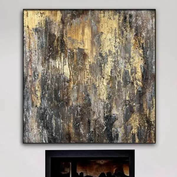 Original Abstract Gold Paintings On Canvas Acrylic Gold Leaf Art Contemporary Rich Textured Painting Hand Painted Artworl Wal...