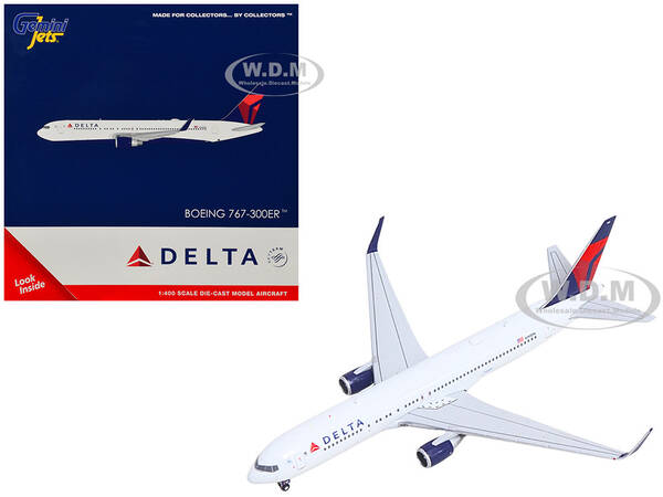 Boeing 767-300ER Commercial Aircraft Delta Air Lines (N199DN) White with Red and Blue Tail 1/400 Diecast Model Airplane by ...