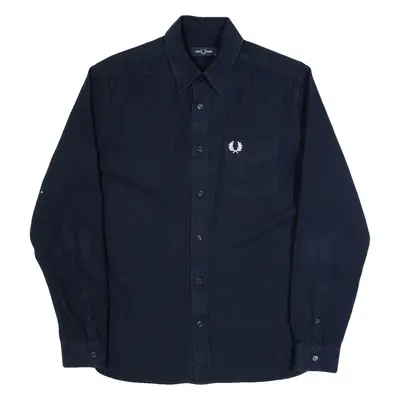 FRED PERRY Mens Plain Shirt Blue Long Sleeve M