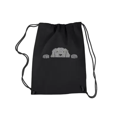 Peeking Dog - Drawstring Backpack - SMALL - Black