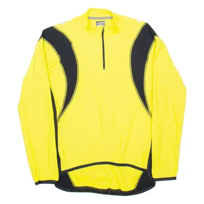 BRICKIES Cycling Mens Jersey Yellow Long Sleeve 1/4 Zip XL