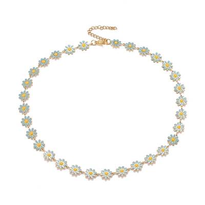 Enamel Daisy Link Chain Necklace